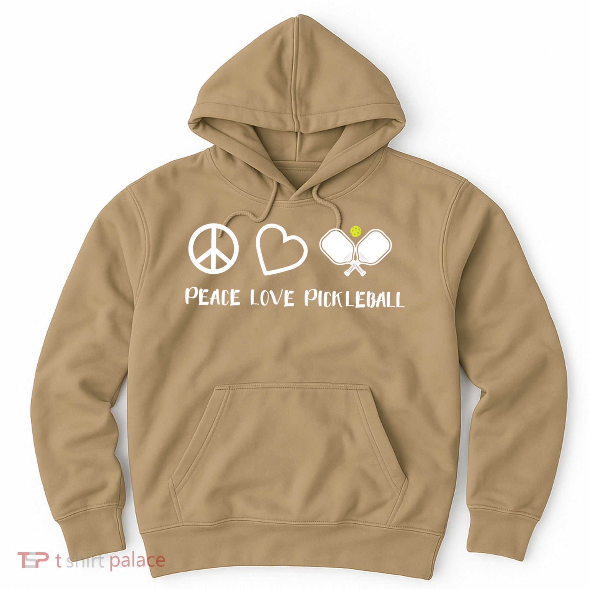 Womens Peace Love Pickleball Funny Pickleball Paddle Player Gift VNeck T Hoodie