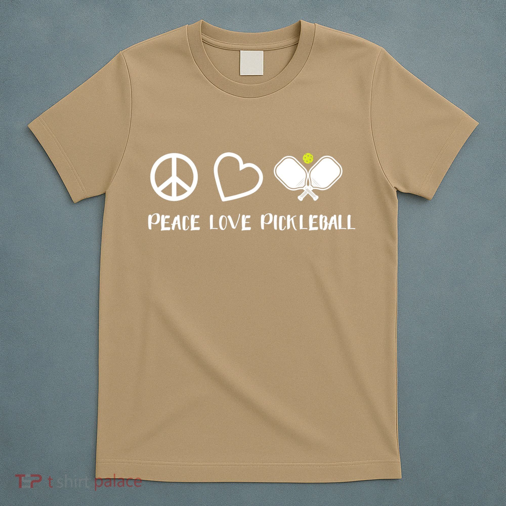 Womens Peace Love Pickleball Funny Pickleball Paddle Player Gift VNeck T T-Shirt