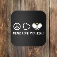 Womens Peace Love Pickleball Funny Pickleball Paddle Player Gift VNeck T Coaster thumb 0