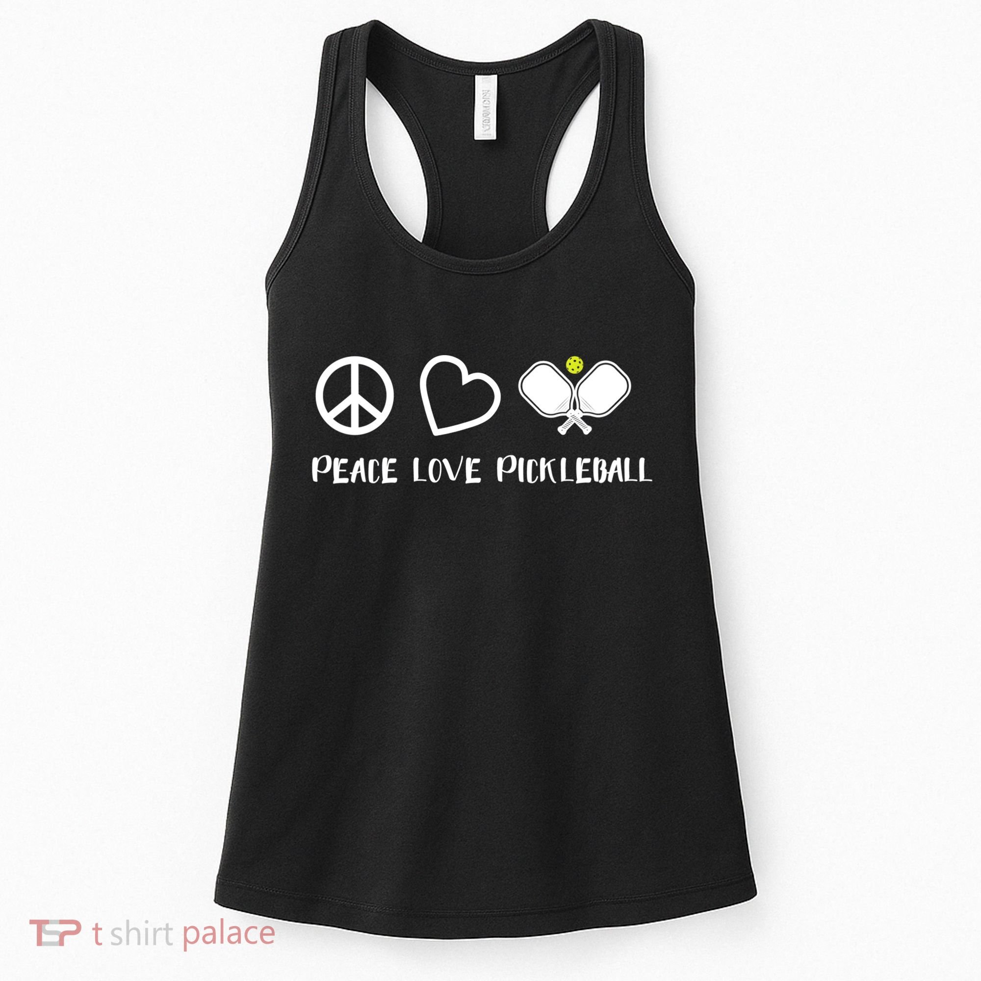 Womens Peace Love Pickleball Funny Pickleball Paddle Player Gift VNeck T Women's Tank Top