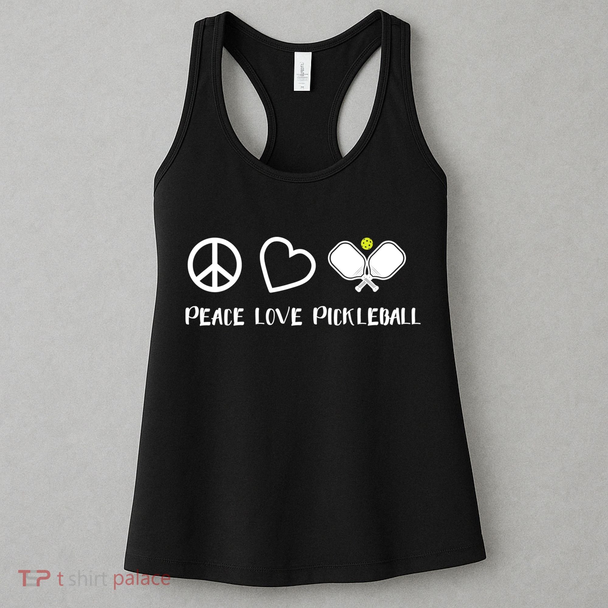 Womens Peace Love Pickleball Funny Pickleball Paddle Player Gift VNeck T Women's Tank Top