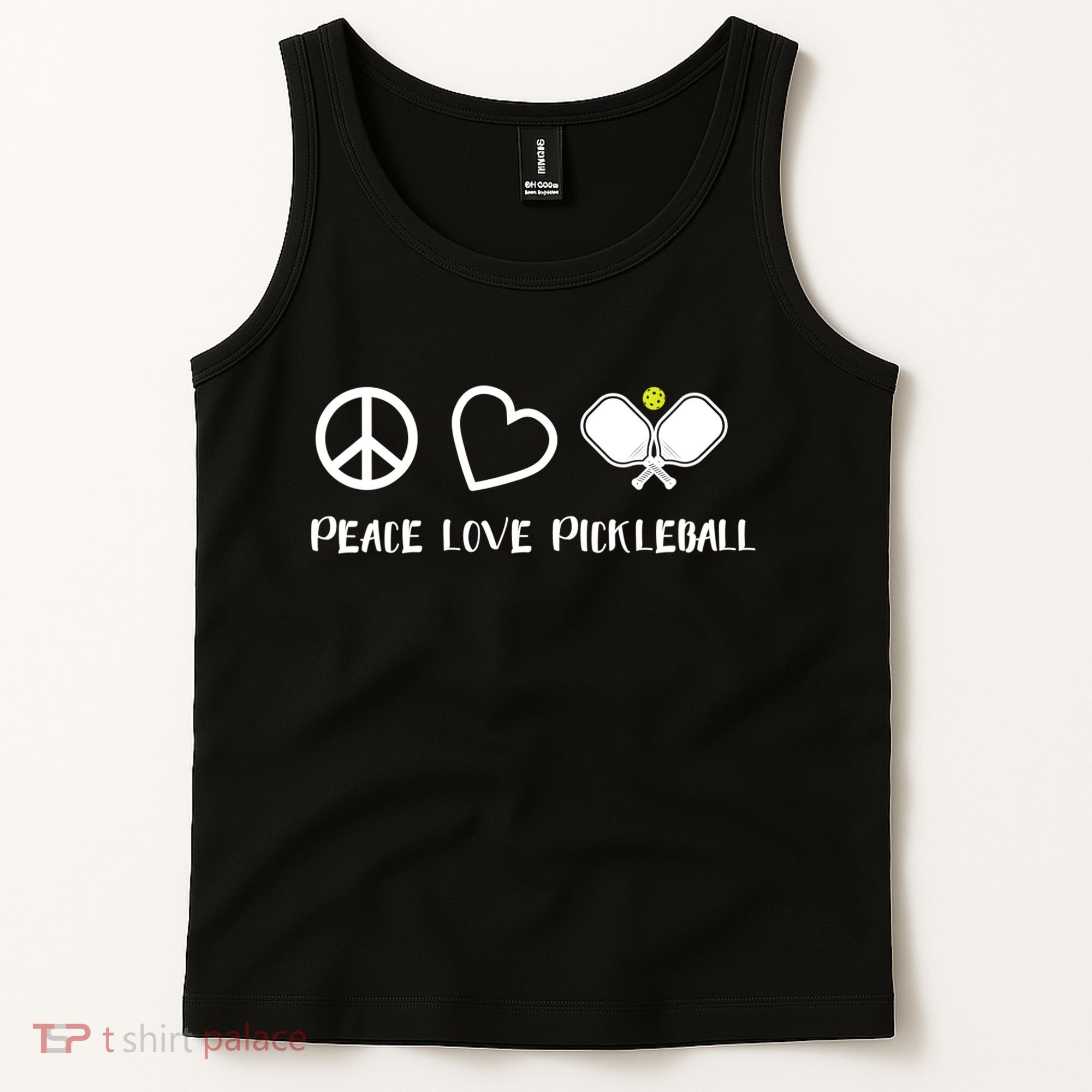 Womens Peace Love Pickleball Funny Pickleball Paddle Player Gift VNeck T Tank Top