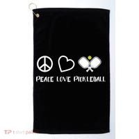 Womens Peace Love Pickleball Funny Pickleball Paddle Player Gift VNeck T Golf Towel thumb 0