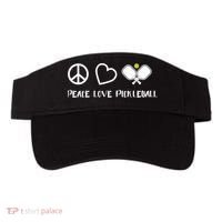 Womens Peace Love Pickleball Funny Pickleball Paddle Player Gift VNeck T Visor thumb 0