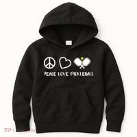 Womens Peace Love Pickleball Funny Pickleball Paddle Player Gift VNeck T Kids Hoodie thumb 0