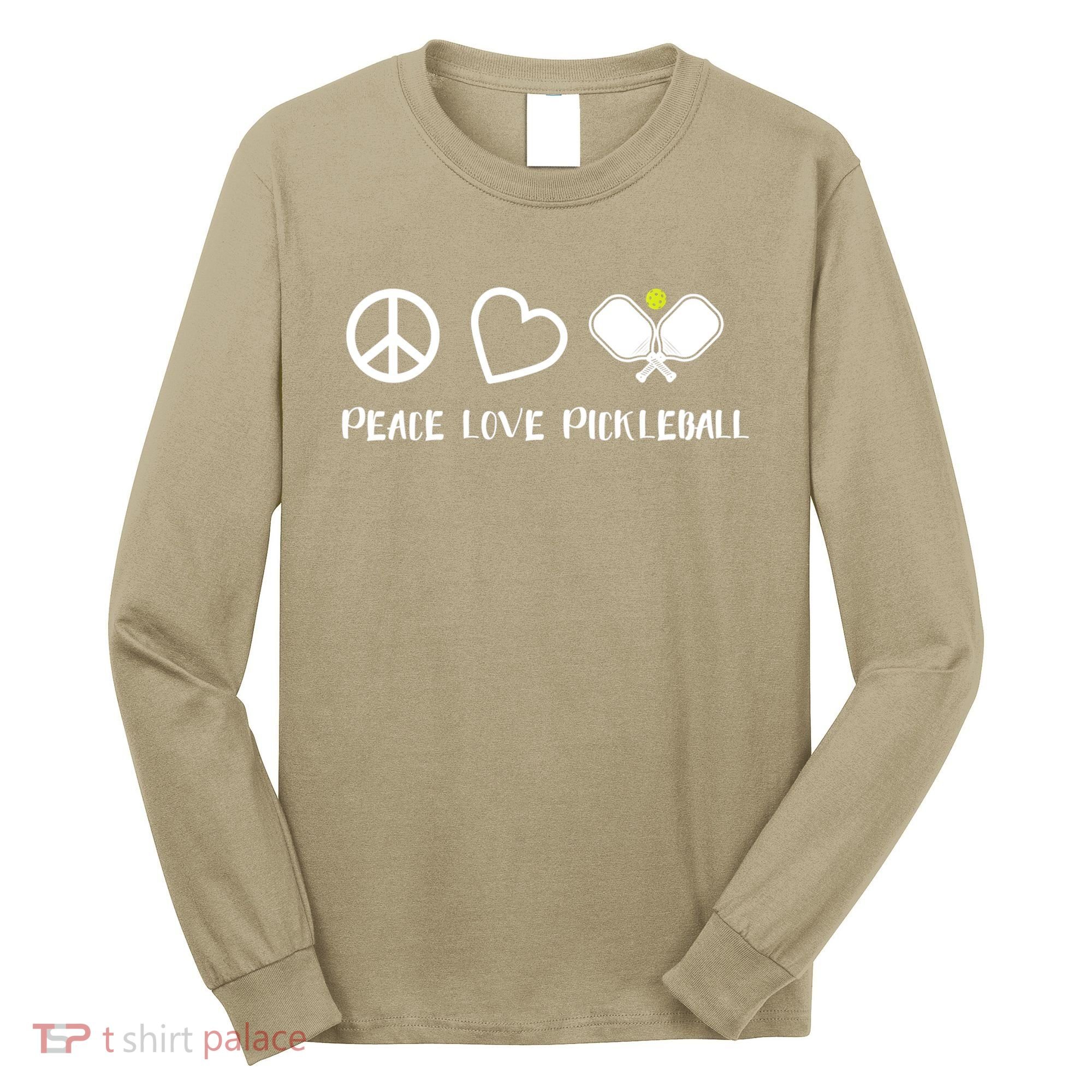 Womens Peace Love Pickleball Funny Pickleball Paddle Player Gift VNeck T Long Sleeve Shirt