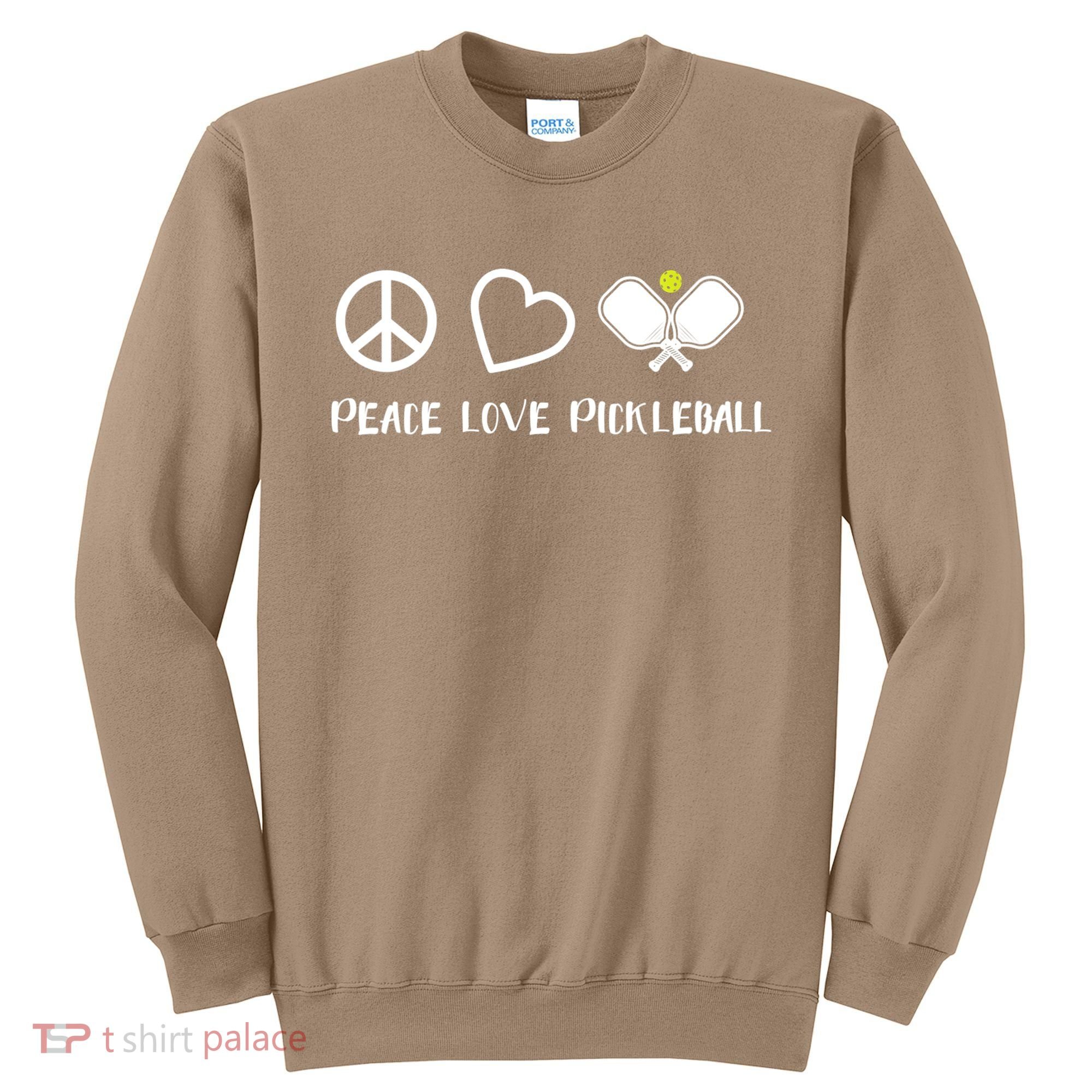 Womens Peace Love Pickleball Funny Pickleball Paddle Player Gift VNeck T Sweatshirt