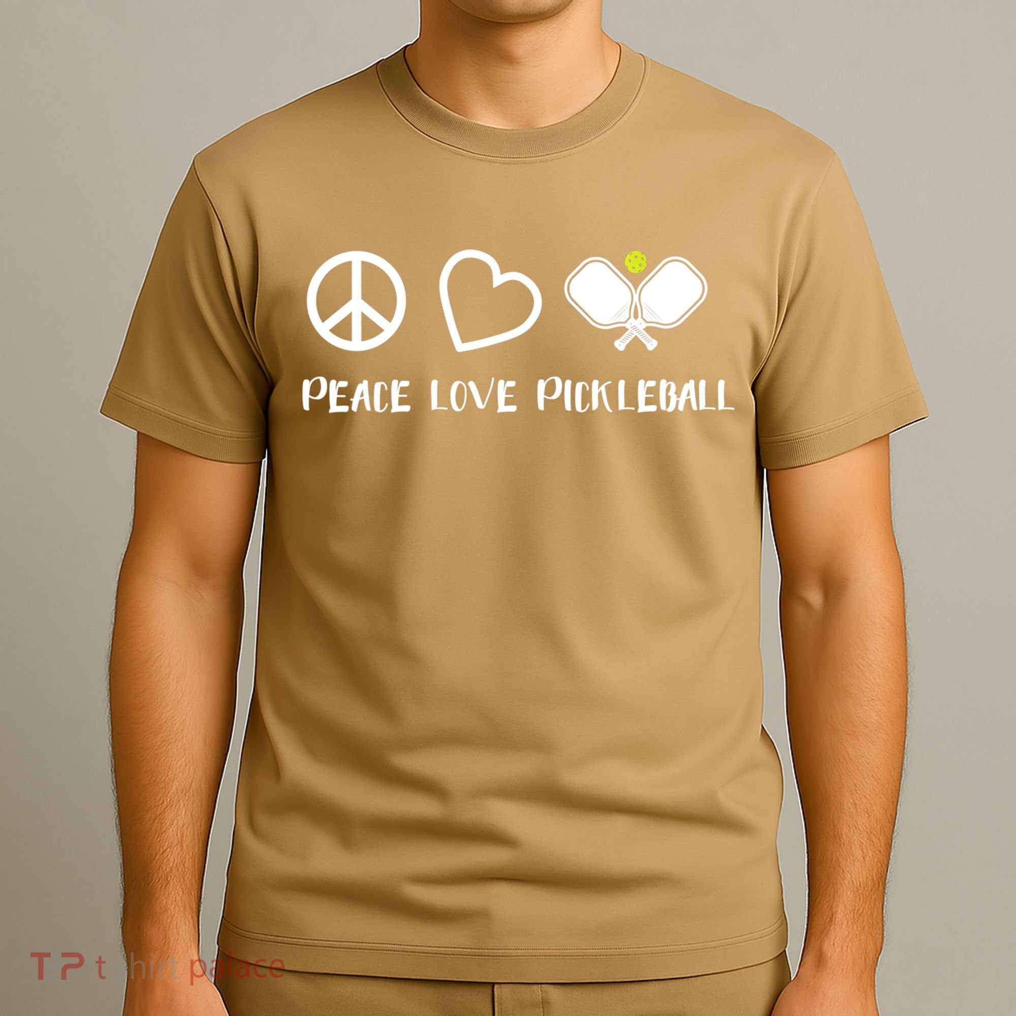 Womens Peace Love Pickleball Funny Pickleball Paddle Player Gift VNeck T T-Shirt