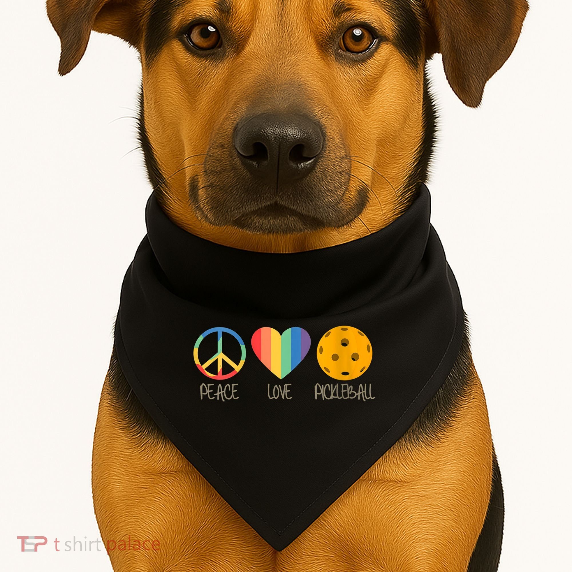 Womens Peace Love Pickleball USA-Made Doggie Bandana