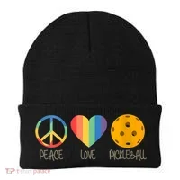 Womens Peace Love Pickleball Beanie thumb 0