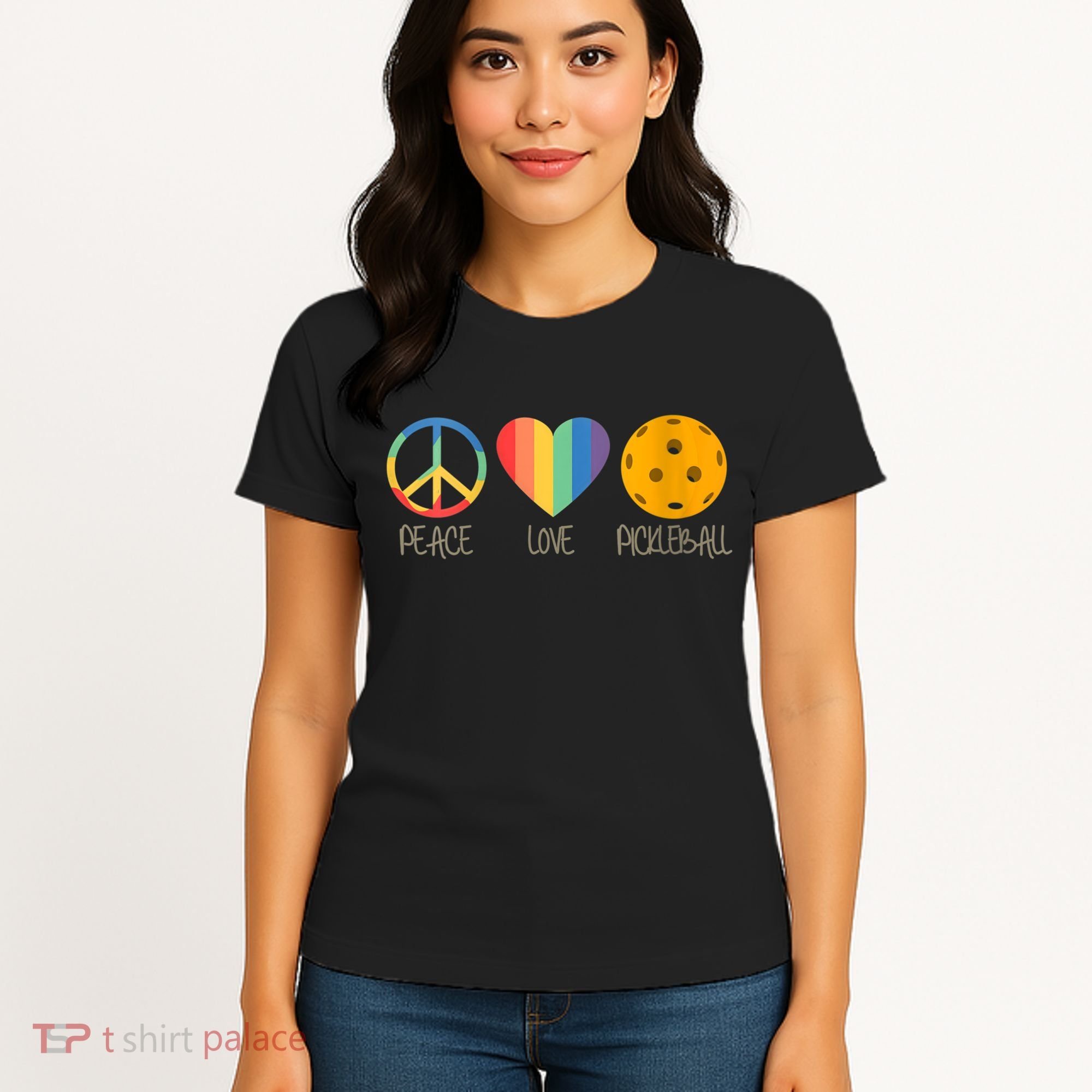 Womens Peace Love Pickleball Women's T-Shirt