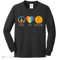 Womens Peace Love Pickleball Kids Long Sleeve Shirt thumb 0