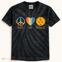 Womens Peace Love Pickleball Kids Tie-Dye T-Shirt thumb 0