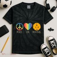 Womens Peace Love Pickleball Kids Tie-Dye T-Shirt thumb 2