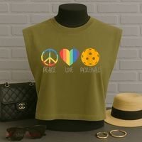 Womens Peace Love Pickleball Garment-Dyed Women's Muscle Tee thumb 3
