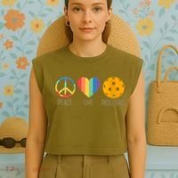 Womens Peace Love Pickleball Garment-Dyed Women's Muscle Tee thumb 4