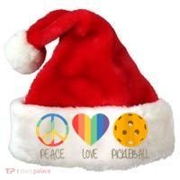 Womens Peace Love Pickleball Santa Hat thumb 0