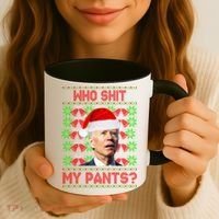 Who Pooped My Pants? Funny Biden Ugly Christmas Coffee Mug thumb 3