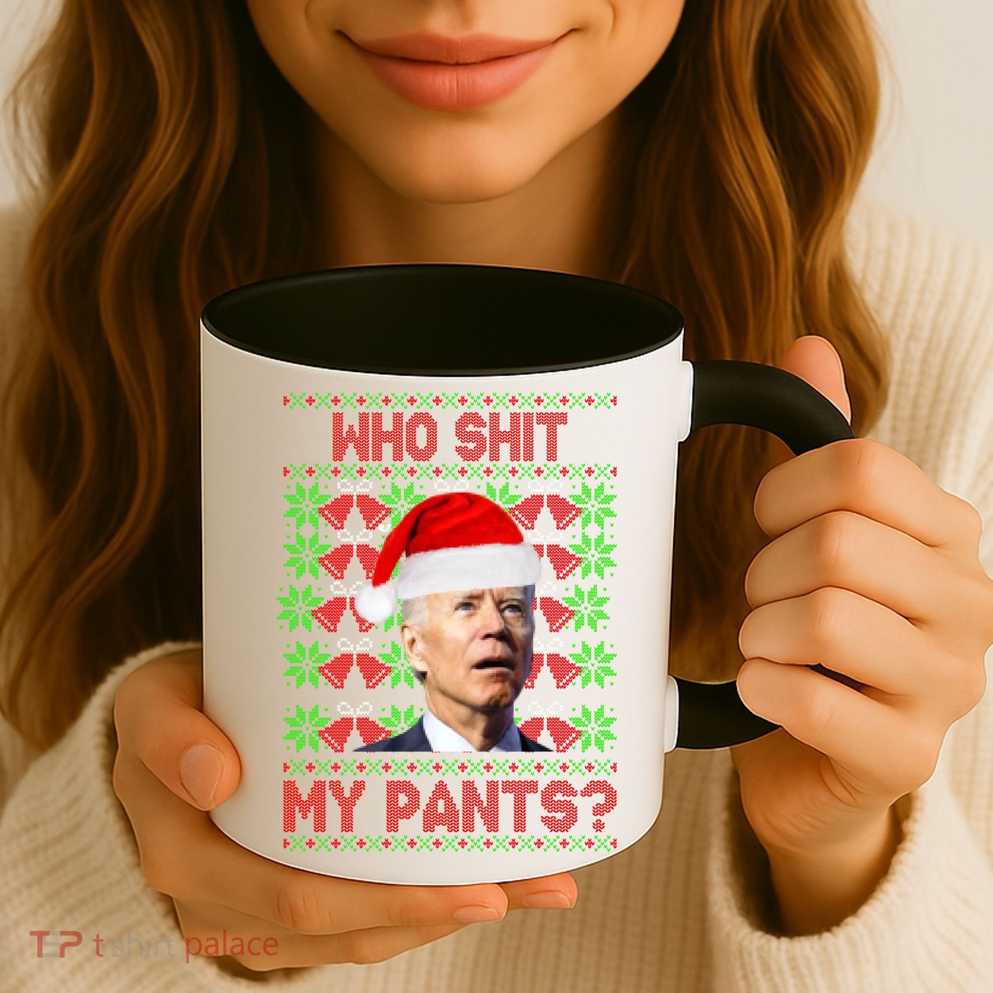 Who Pooped My Pants? Funny Biden Ugly Christmas Coffee Mug