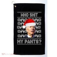 Who Pooped My Pants? Funny Biden Ugly Christmas Golf Towel thumb 0