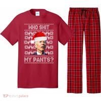 Who Pooped My Pants? Funny Biden Ugly Christmas Pajama Set thumb 0