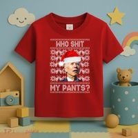 Who Pooped My Pants? Funny Biden Ugly Christmas Toddler T-Shirt thumb 3