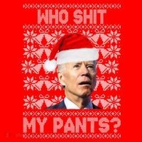 Who Pooped My Pants? Funny Biden Ugly Christmas Women's Long Sleeve Shirt thumb 2