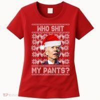Who Pooped My Pants? Funny Biden Ugly Christmas Women's T-Shirt thumb 0