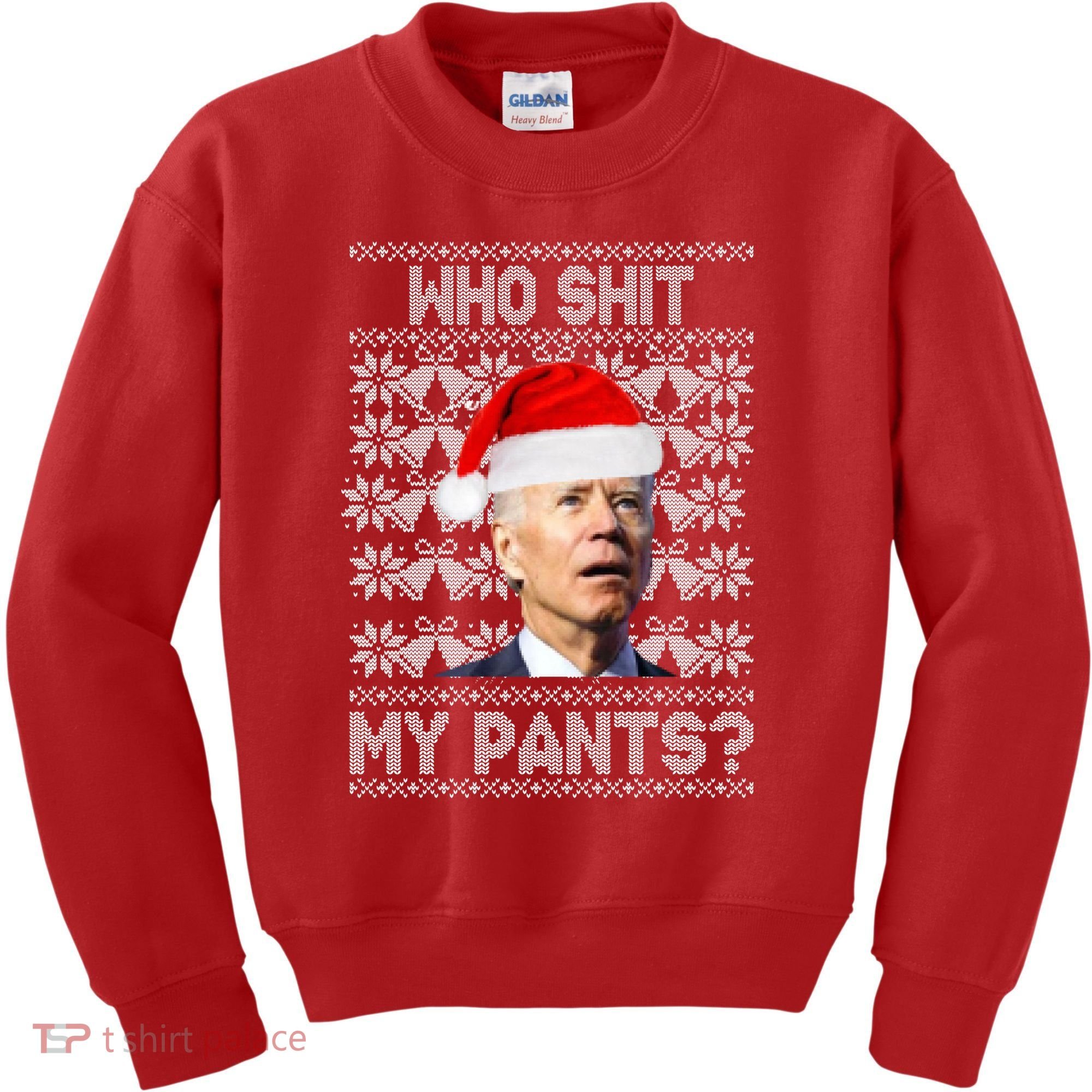 Who Pooped My Pants? Funny Biden Ugly Christmas Kids Sweatshirt