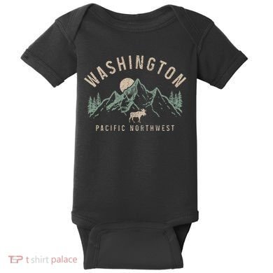 Washington Pnw Moose Pacific Northwest Souvenir Pride Baby Bodysuit