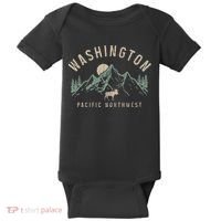 Washington Pnw Moose Pacific Northwest Souvenir Pride Baby Bodysuit thumb 0