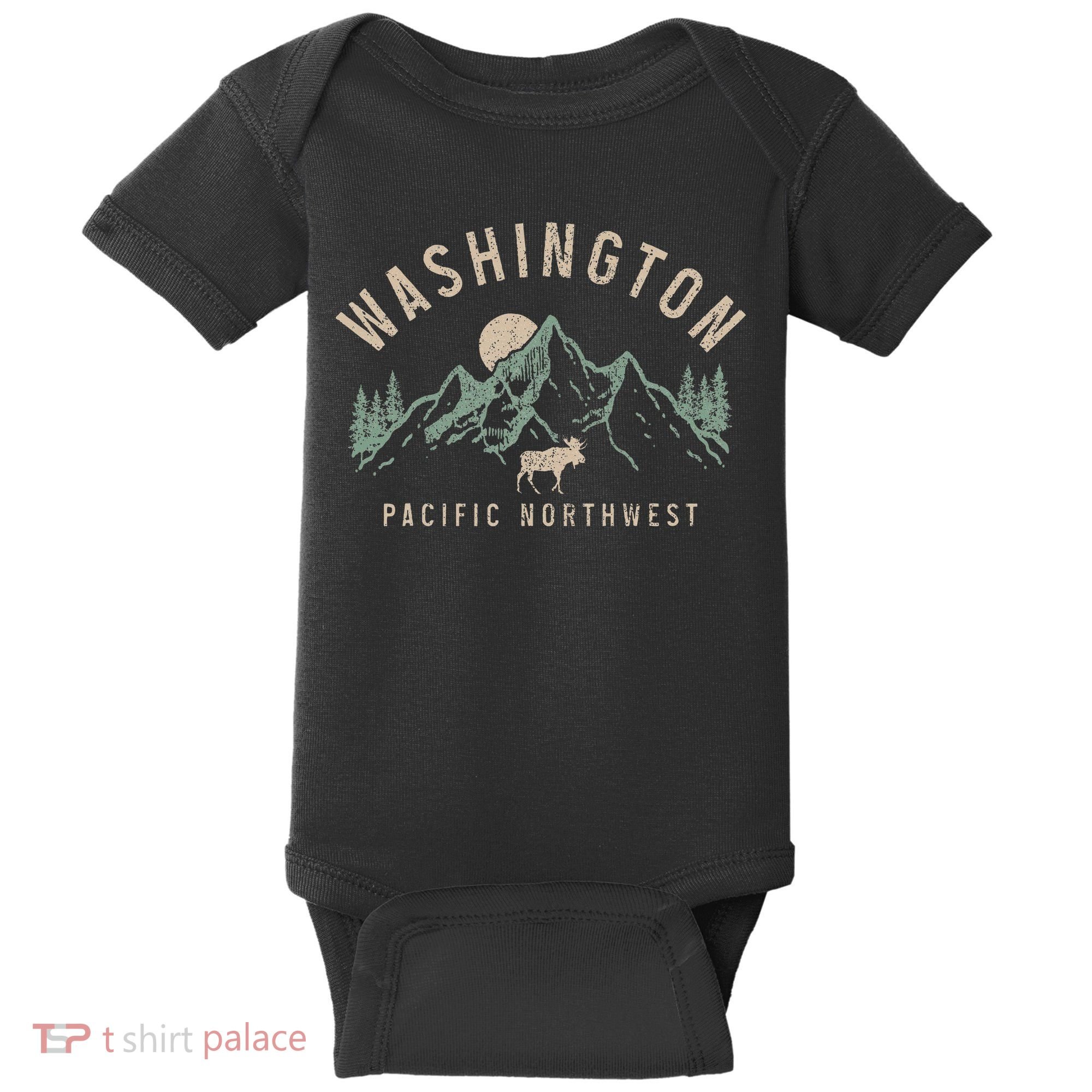 Washington Pnw Moose Pacific Northwest Souvenir Pride Baby Bodysuit