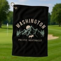 Washington Pnw Moose Pacific Northwest Souvenir Pride Golf Towel thumb 1