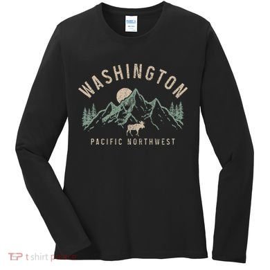 Washington Pnw Moose Pacific Northwest Souvenir Pride Women's Long Sleeve Shirt
