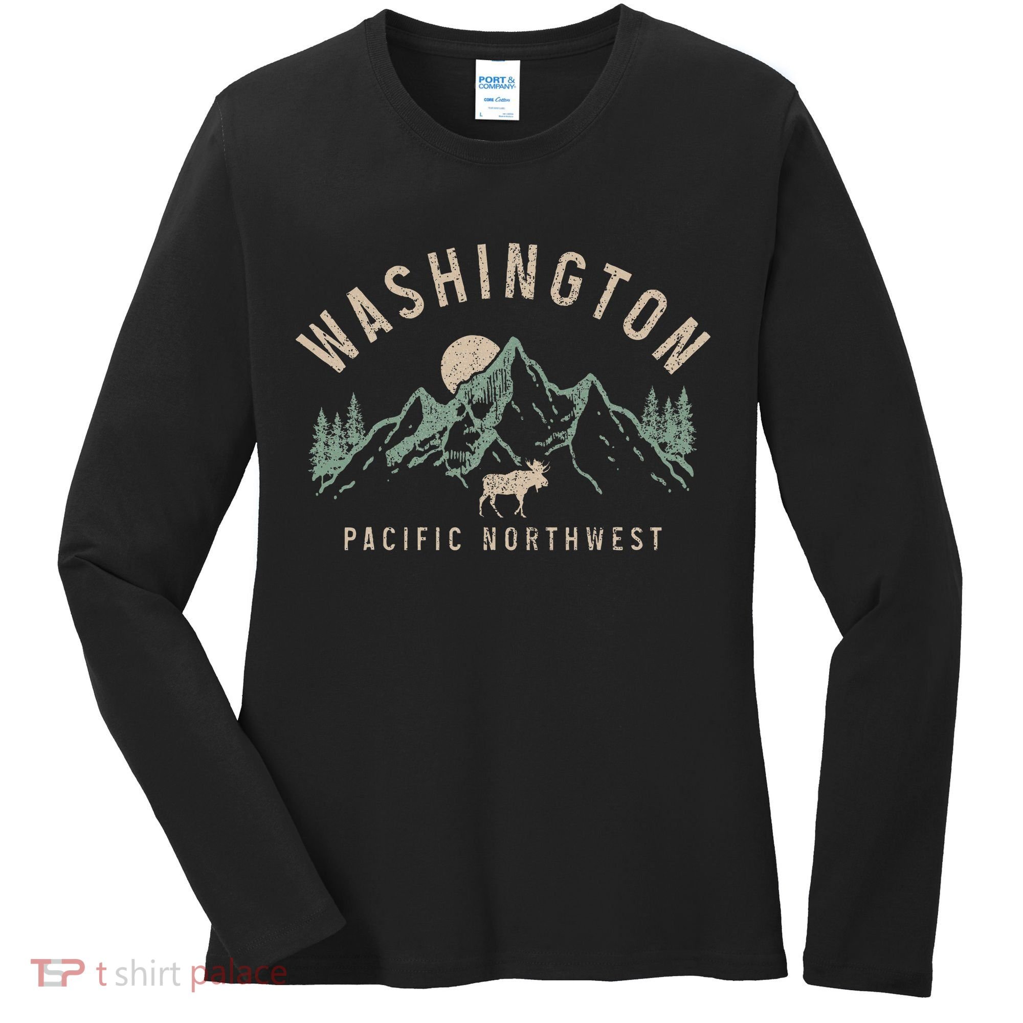 Washington Pnw Moose Pacific Northwest Souvenir Pride Women's Long Sleeve Shirt