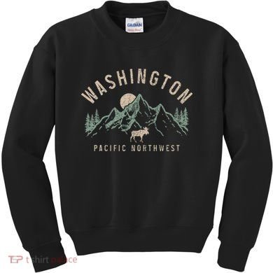 Washington Pnw Moose Pacific Northwest Souvenir Pride Kids Sweatshirt