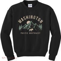 Washington Pnw Moose Pacific Northwest Souvenir Pride Kids Sweatshirt thumb 0