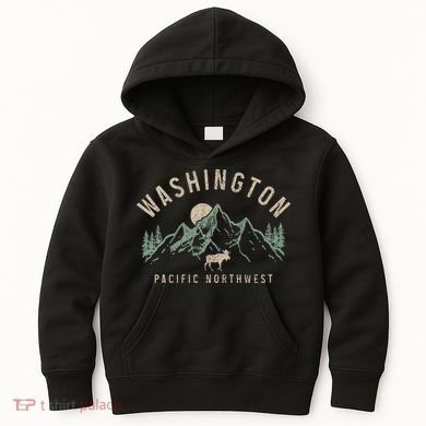 Washington Pnw Moose Pacific Northwest Souvenir Pride Kids Hoodie