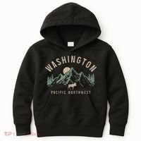 Washington Pnw Moose Pacific Northwest Souvenir Pride Kids Hoodie thumb 0