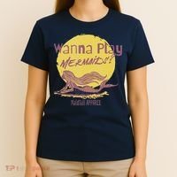 Wanna Play Mermaids Funny Cute Mermaid Swim Team Love T-Shirt thumb 4