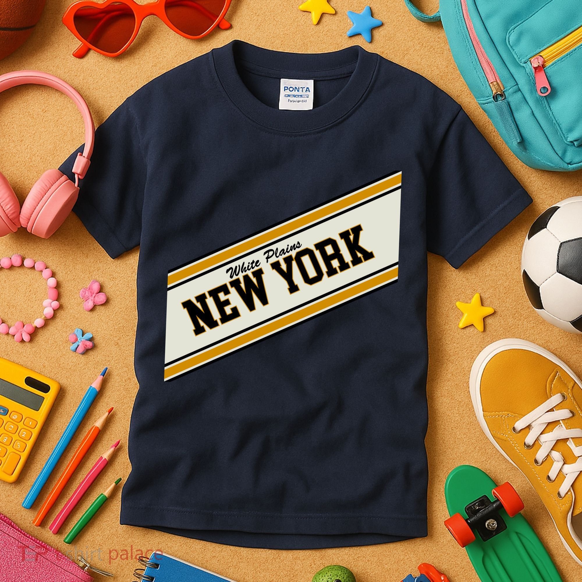 White Plains New York Varsity Logo Kids T-Shirt