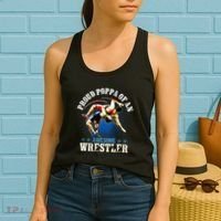 Wrestling Proud Poppa Of An Awesome Wrestler Backside Women's Tank Top thumb 2