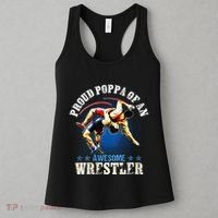 Wrestling Proud Poppa Of An Awesome Wrestler Backside Women's Tank Top thumb 3