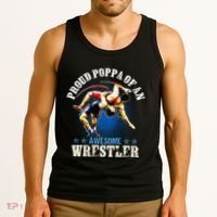 Wrestling Proud Poppa Of An Awesome Wrestler Backside Tank Top thumb 3