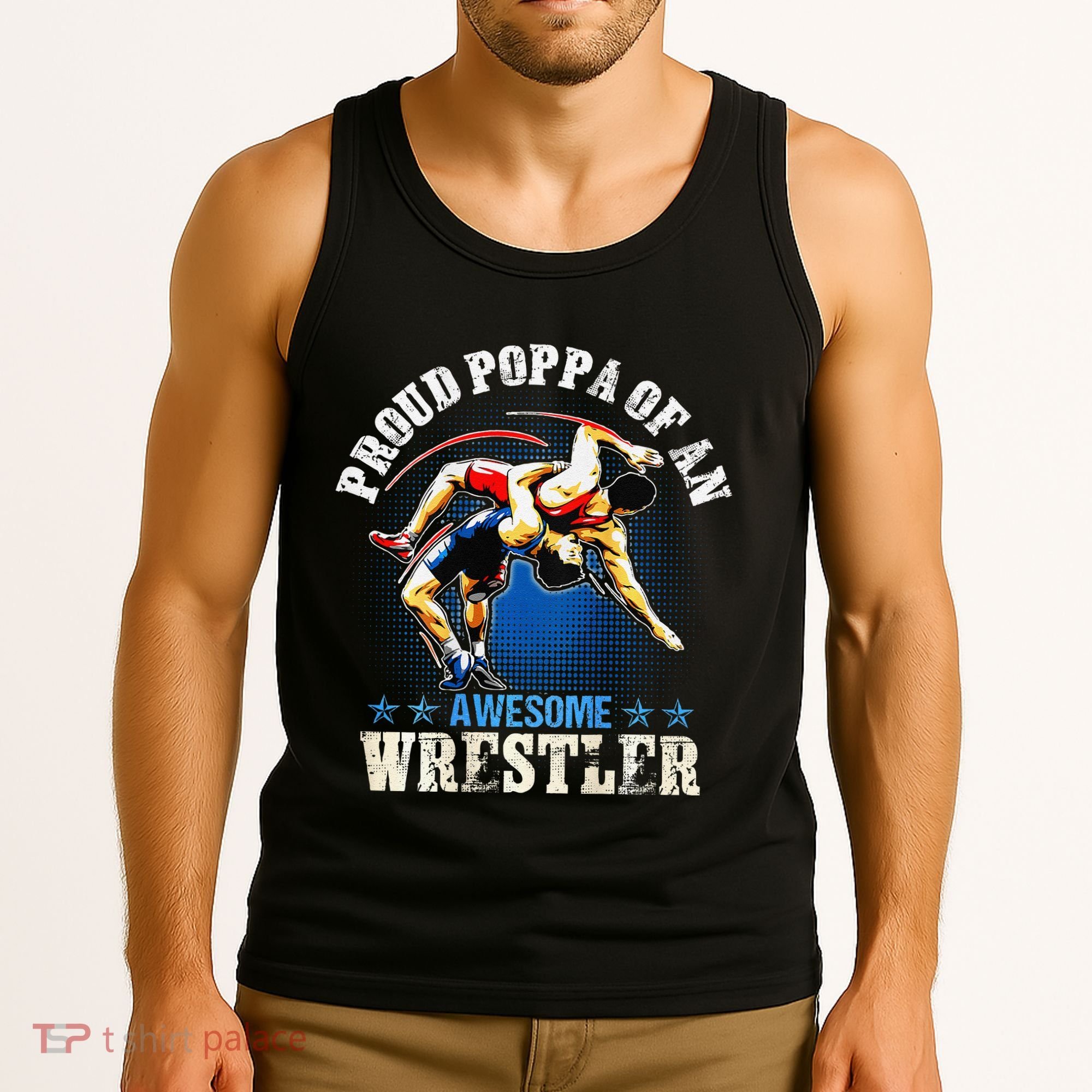 Wrestling Proud Poppa Of An Awesome Wrestler Backside Tank Top