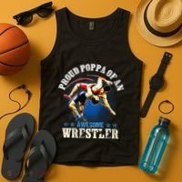 Wrestling Proud Poppa Of An Awesome Wrestler Backside Tank Top thumb 4
