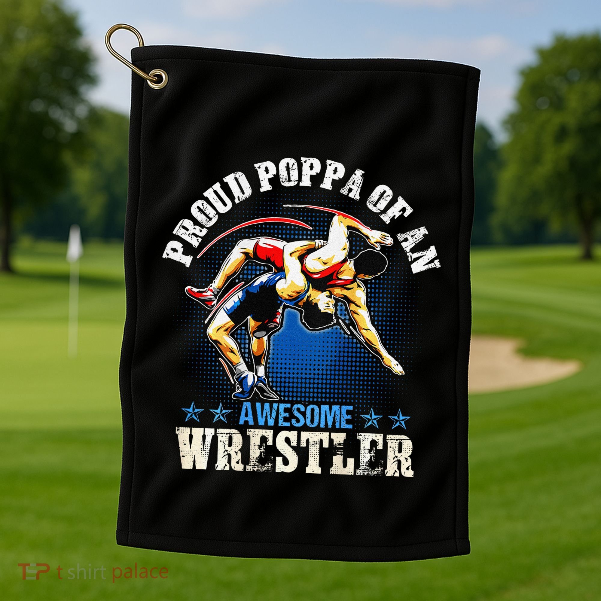 Wrestling Proud Poppa Of An Awesome Wrestler Backside Golf Towel