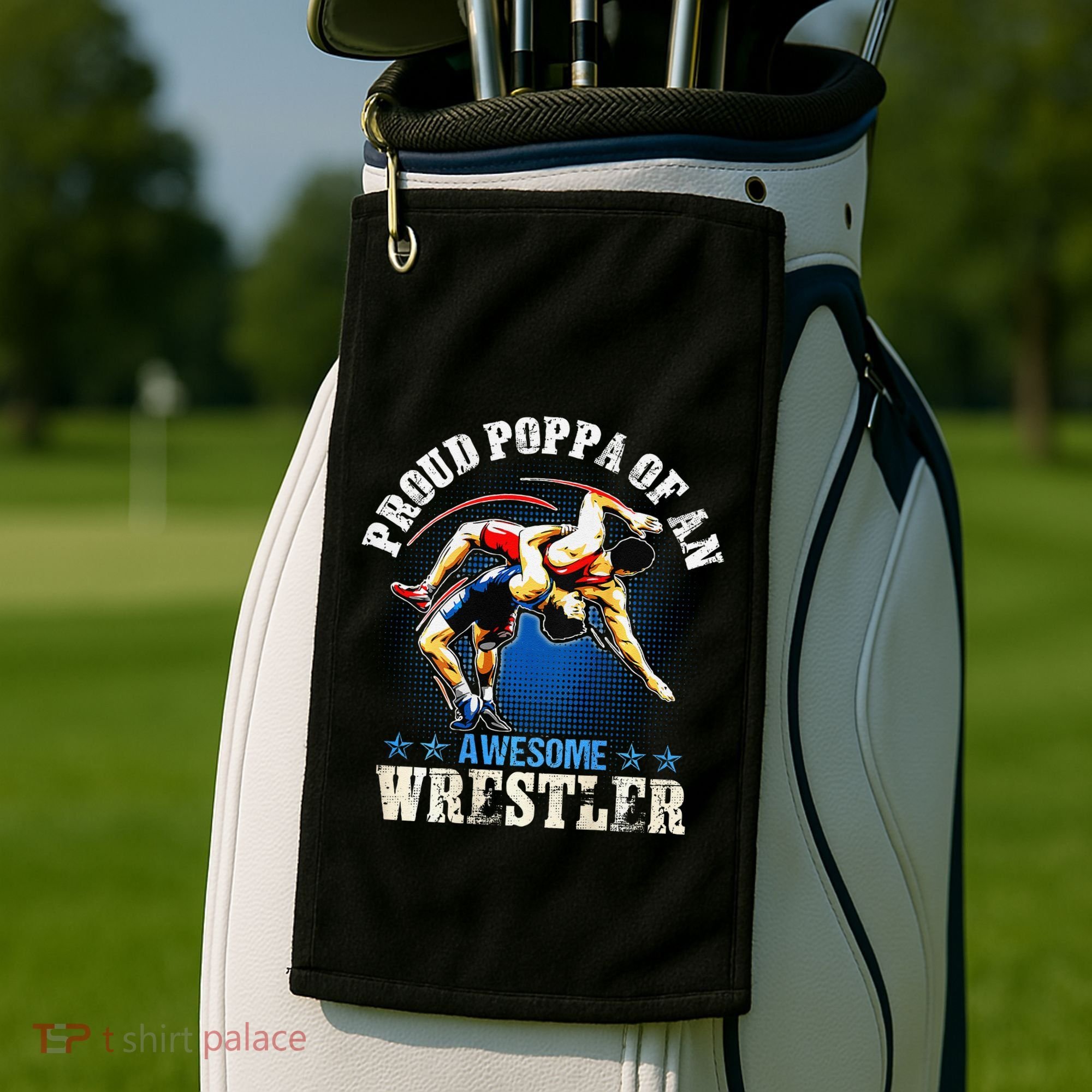 Wrestling Proud Poppa Of An Awesome Wrestler Backside Golf Towel