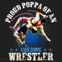 Wrestling Proud Poppa Of An Awesome Wrestler Backside Golf Towel thumb 3