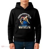 Wrestling Proud Poppa Of An Awesome Wrestler Backside Kids Hoodie thumb 4